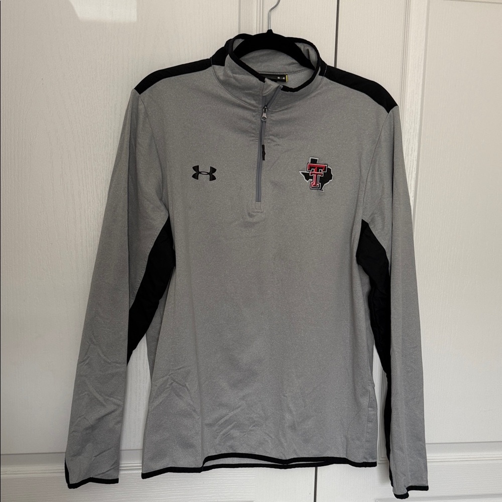 Under Armour Light Gray and Black Quarter-Zip Top